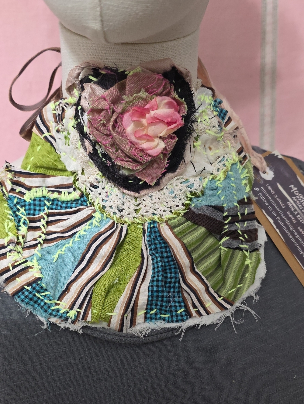 JABOT🩷MOSSIE ANNA ARTISAN DESIGN🩷OOAK NWT🩷VINTAGE TEXTILES - Picture 2 of 15